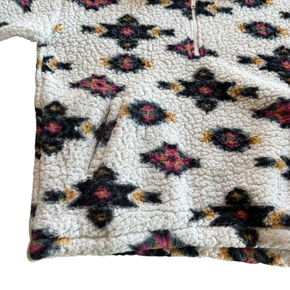 WRANGLER RETRO Women's Geometric Southwestern 1/4 Zip Sherpa Fleece Pullover M - Picture 4 of 10